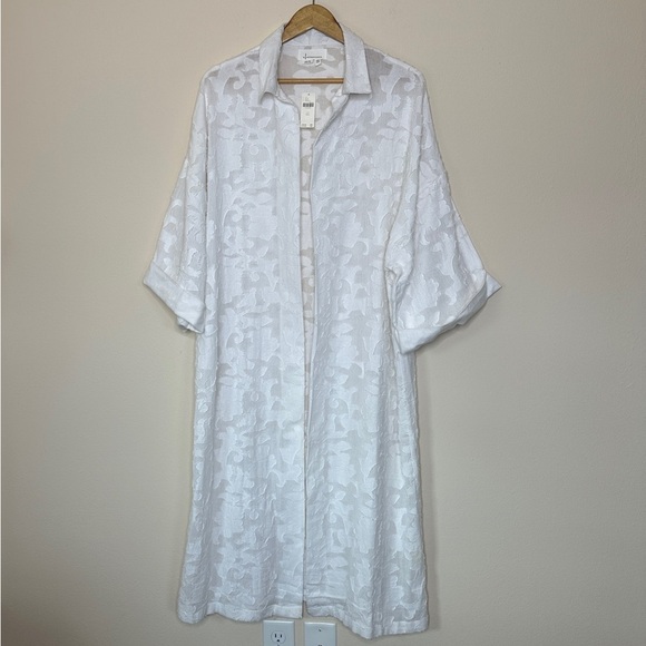Anthropologie Textured Collared Kimono in White One Size - Picture 3 of 11